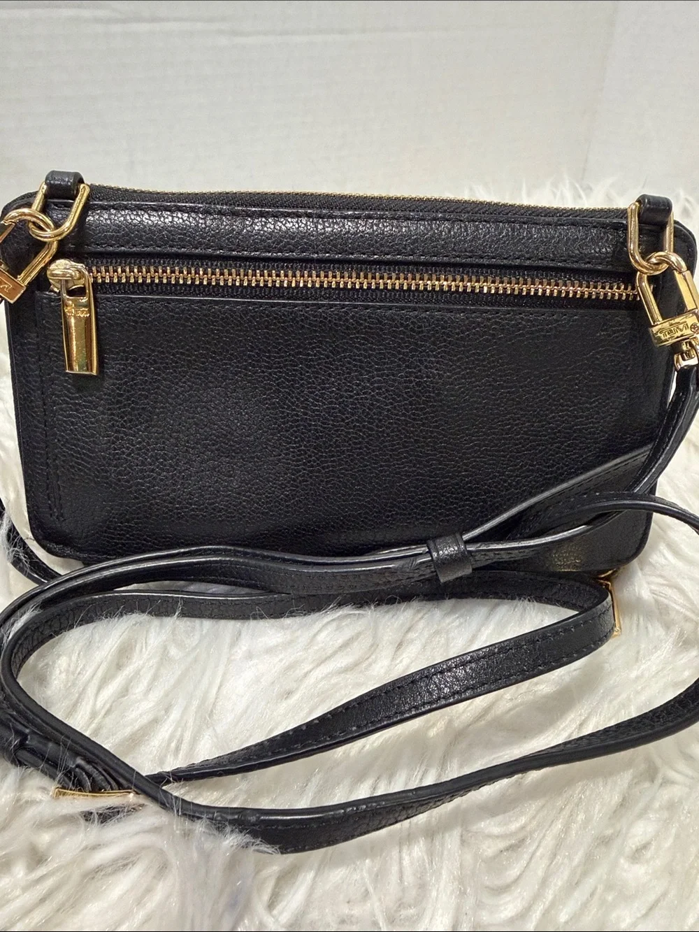 TUMI Crossbody with Gold tone Logo Accent Plate - Picture 3 of 16